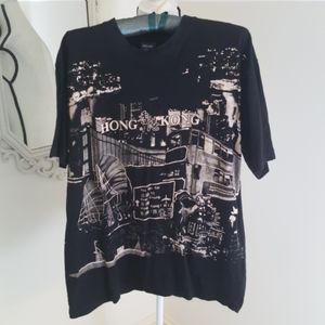 Hong Kong tee black graphic sz XL